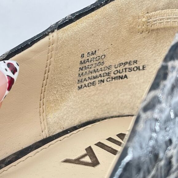 Mia Margo Black Embossed Snakeskin D’Orsay Pointed Toe Pump Heels Size 8.5 - Picture 13 of 14